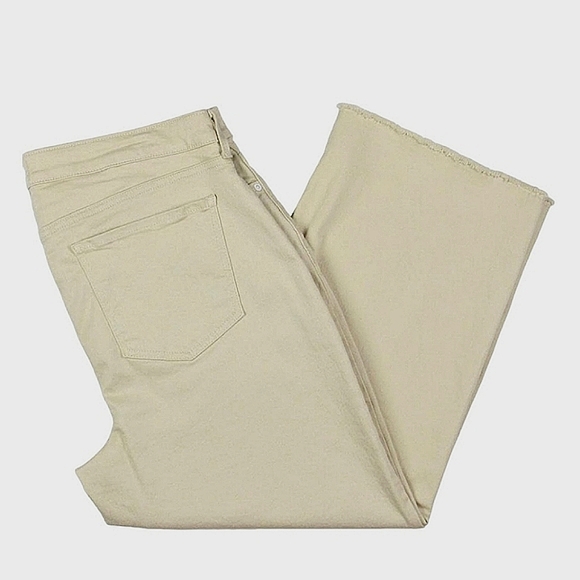 NYDJ Tummy Control 5-Pocket Lift Tuck Wide Leg High Rise Raw Hem Capri Jeans - Picture 3 of 11